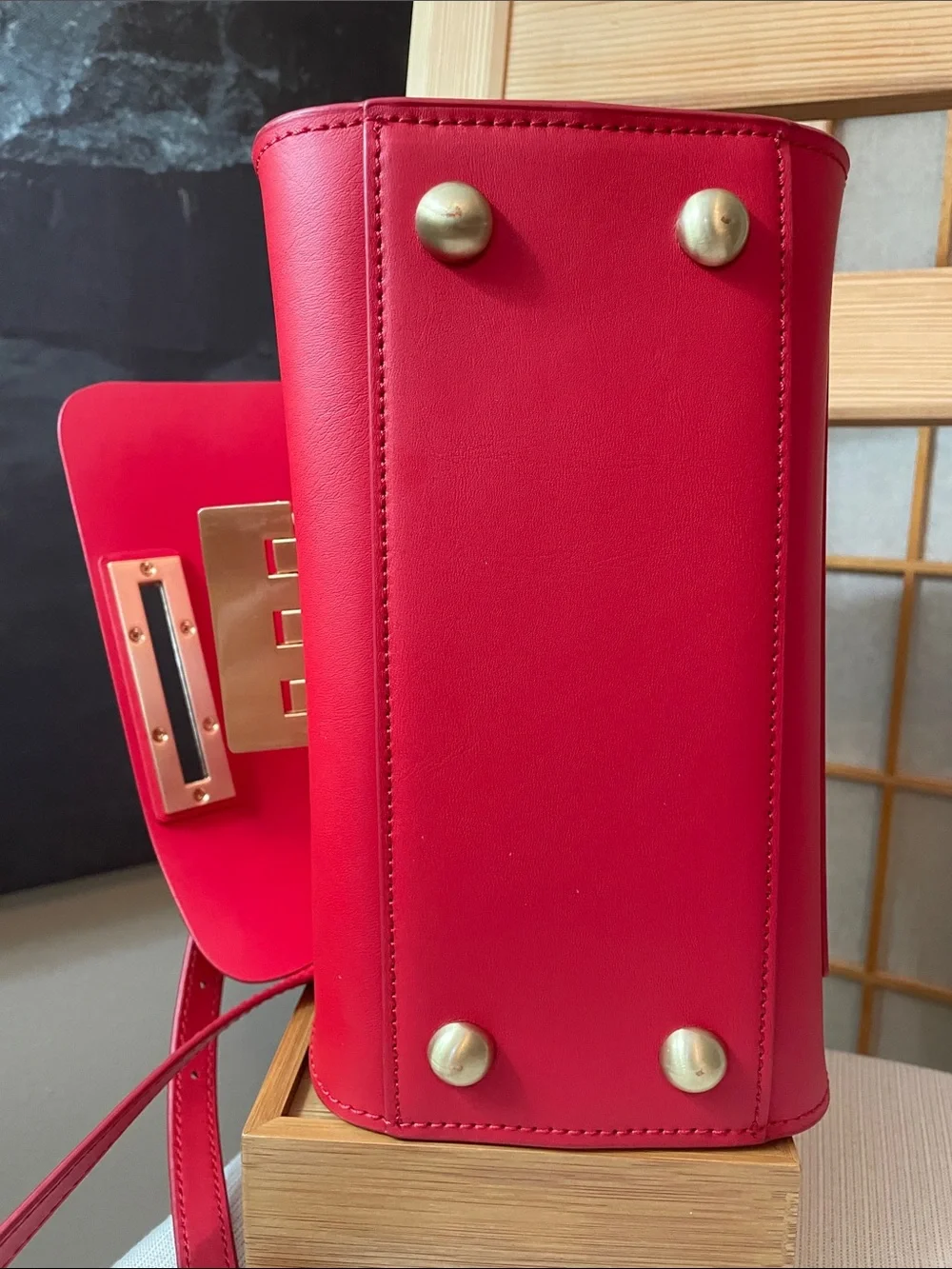 ZAC Zac Posen Eartha Top Handle Leather Crossbody Handbag in Bright Red